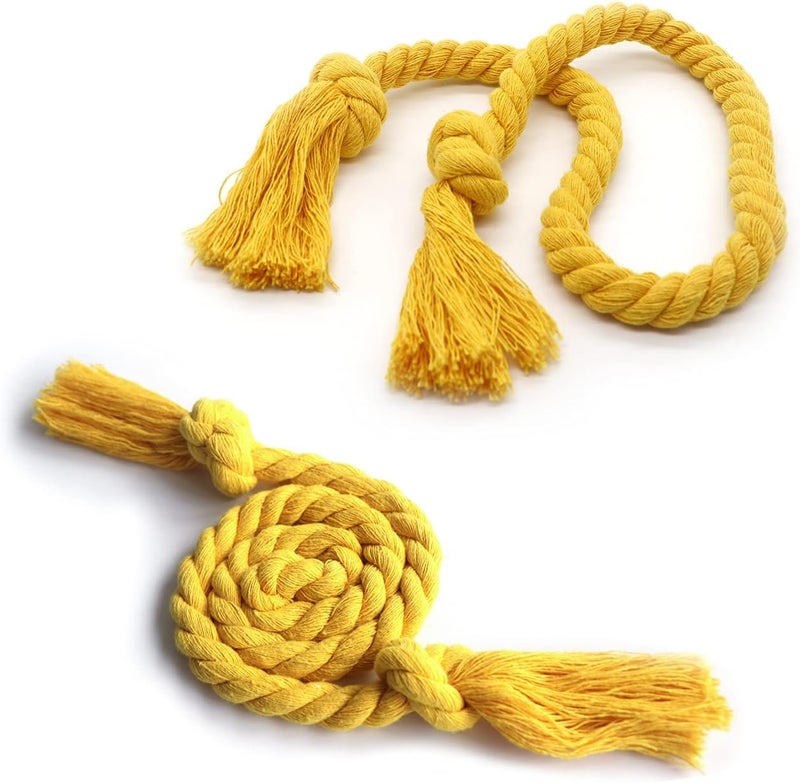 Yteseery 8 Pack Outdoor Curtain Tiebacks Rope, Natural Cotton Curtain Holders, Village Rural Rustic Curtain Holdbacks, Farmhouse Nautical Curtain Rope Tie Back for Drapery Patio, (Yellow) - Image 3